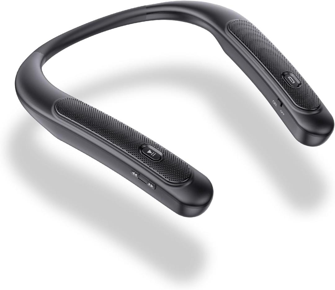Neckband Bluetooth Speaker, Wireless Portable Bluetooth Speakers w/High Fidelity 3D Stereo Sound, 15 Hrs Playtime, 90g Lightweight, Wearable Speaker w/Built-in Mic for Home, Office and Outdoors