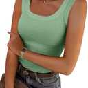 Chulianyouhuo Women's Ribbed Tank Tops Knit Scoop Neck Sleeveless Fitted Casual Tops Summer Slim Basic Tee Shirts, Small