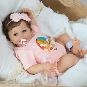 SCOM Lifelike Reborn Baby Dolls - Meadow 18 Inch Realistic Baby Dolls Newborn Girl Cloth Body Vinyl Limbs Gift or Toys Collection for Kids Age 3+