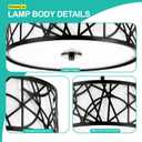 EdwarmLux 3-Light Semi Flush Mount Ceiling Light, 12.6" Drum Light with White Fabric Shade, Modern Close to Ceiling Lamp for Living Room Bedroom Dining Kitchen Hallway Entry Foyer (Matt Black)