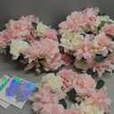 DIYDOFUN Artificial Flower Candle Rings  6 Inch Inner Rose Floral Wreaths with Butterflies for Wedding Bridal Event Table Centerpieces Backdrop Decorations (Pink & White, 6 X Candle Rings)