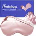 Umisleep Sleep Mask in Certified Mulberry Silk, 22 Momme 6A Soft Eye Masks for Sleep, Adjustable Sleep Masks for Women Men, Light Blocking Sleeping Mask, Silk Eye Mask for Sleeping, Blindfold, Pink