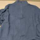 PRETTYGARDEN Womens Long Sleeve Quarter Zip Pullover Sweater Casual Loose V Neck Collared Ribbed Knit Jumper Tops Thumb Hole (X-Large, Dark Blue)