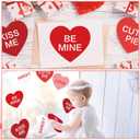 3 x Valentine's Day Heart Cutouts Cut-Outs Red White Conversation Heart Paper Cutting with 100 Pcs Glue Points for School Classroom Bulletin Board Decor DIY Crafts Party, 50 Pcs