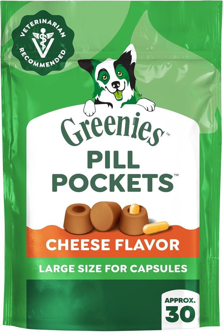 Greenies Pill Pockets for Dogs Large Size, Dog Treat Pouch for Capsule Medication, Cheese Flavor, 7.9 oz. Pouch (EXP 06/27/29)