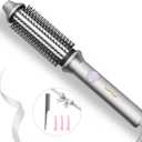 Thermal Brush, Avvnee Curling Iron for Easy Hair Styling, 1.26 Inch Hot Curling Wand, 30s Fast Heating Hested Round Brush for Long Hair (Gray)