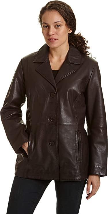 Women's Leather Button Front Hipster (Large, Brown)