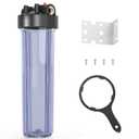 WHT20 Whole House Water Filter Housing, Fit 20"x4.5" Sediment etc Filters for Well and City Water, Big Filter Blue Pre-Filtration System for Home, 1" NPT Port, Pressure Release (Clear Housing)