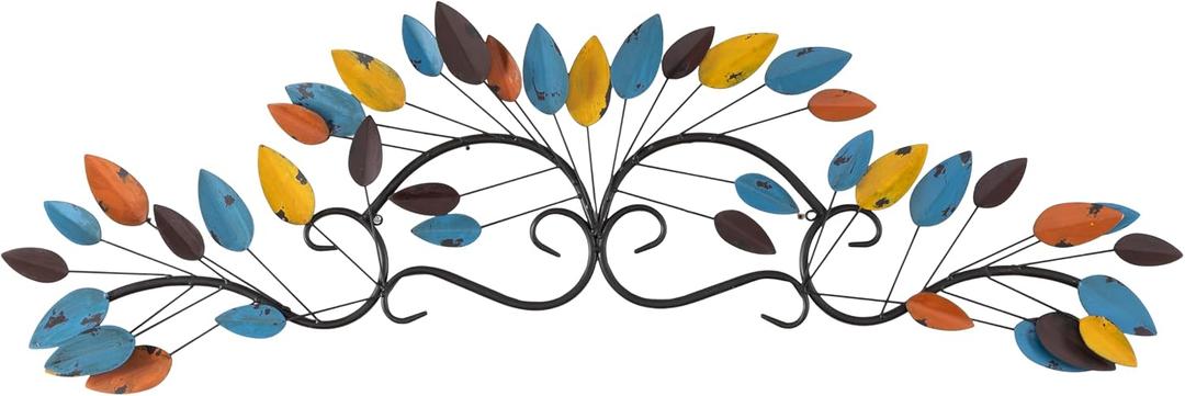 Deco 79 Metal Leaf Home Wall Decor Wall Sculpture, Wall Art 43" x 2" x 10", Multi Colored