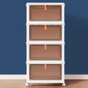 4 Tier Plastic Storage Bins and Boxes Organizer - Stackable with Lids for Bedroom, Living Room, Kitchen, Office - Foldable Containers (23Qt 4-Tier, White)