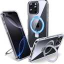 Magnetic Case for iPhone 16 Pro Max - [Built-in Invisible Stand] [Compatible with MagSafe] [Military Grade Drop Protection] Anti-Yellowing Hard Back Silicone Edge Cover, 6.9", Clear Black