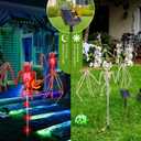 2PCS of Set Solar Garden Lights Outdoor for Halloween Decorations,3D RED Scary Bat Realistic Skeleton Decor for Halloween Party Decor,Solar Bats Path Lights for Lawn/Porch/Creepy Grave Dcor