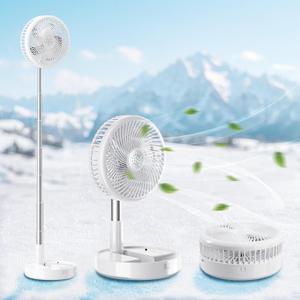 Portable Table Fan, Rechargeable Personal Fan with 48-Hour Battery, 3 Speeds, 120 Oscillation, USB-C Charging, Compact & Lightweight for Home, Office, Travel, and Outdoor Use (White)