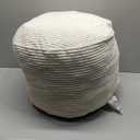 HIGOGOGO Round Stuffed Pouf Ottoman, Corduroy Poufs with Foam Chunk Filling, Furry and Fluffy Pouf Foot Stool Storage Ottoman, 20 X 15 Floor Poufs Foot Rest for Living Room, Beige