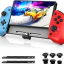 NexiGo Hall Effect Gripcon (No Drift, No Deadzone) with Hall Sensing Joystick for Nintendo Switch/Switch OLED, Ergonomic Handheld Mode, 6-Axis Gyro, Mapping Function, Classic (BLU-RED)