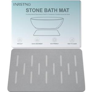 Extra Large Stone Bath Mat, 31.5'' x 20'' Diatomaceous Earth Stone Mat, Non-Slip Shower Rug, Quick Drying Stone Mats for Large Bathroom, Quick Drying, Easy to Clean (Light Grey)