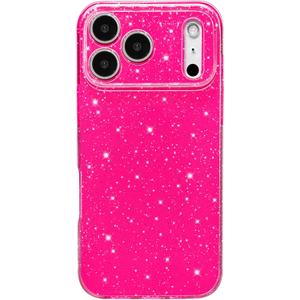 Hython Case for iPhone 17 Pro Case Glitter Cute Sparkly Shiny Bling Sparkle Phone Cases 6.3", Thin Slim Fit Soft TPU Bumper Shockproof Rubber Protective Cover for Women Girls Girly, Hot Pink