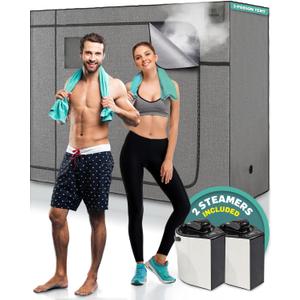 3 Person Full Body Sauna Box - Portable Sauna for Home Relaxation, Muscle Recovery, and Skin Health - Leak-Proof Design for at-Home Setup - USA Owned (1 Tent and 2 Steamers Included)
