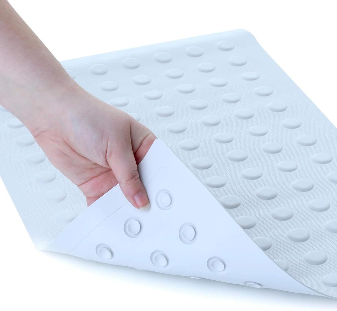 SlipX Solutions Durable Rubber Safety Mat 22 x 14, Feel Safe and Surefooted in Your Bath or Shower, Extra Grippy Surface Texture and Over 100 Power Grip Suction Cups, Machine Washable, White (Medium 14x22)