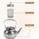 Hammered Tea Kettle, Stainless Steel Tea/Coffee Pot Loose Leaf Teapot for Tea, Milk, Coffee, 1.2L Teapot with Strainer Stovetop Tea Kettle, Outdoor Travel Supplies, Gift For Tea (Silver)