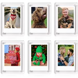 Magnetic Refrigerator Mini Picture Frames, 2.36x3.54 Acrylic Magnetic Clear Photo Frames, 2x3 Mini Film Picture Compatible with Instax/Polaroid Camera for Fridge/Locker/Wall, 6 Pack