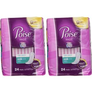 Poise Incontinence Ultra Thins Light Absorbency, 24 Count (Pack of 2)