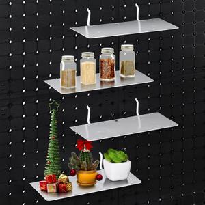 4 Pack Pegboard Shelves Wall Organizer Peg Board Shelf Brackets Pegboard Steel Tray Pegboard Accessories Organizing Tools for Craft Room Home Garage Nursery Workbench Kitchen (White, 7 x 3 Inch)