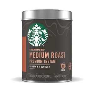 Starbucks Premium Instant Coffee  Medium Roast  100% Arabica  1 Tin (up to 40 cups) (3.17 Ounce (Pack of 1))