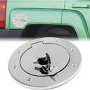 HECASA Locking Fuel Door Compatible with 2003-2010 Hummer H3 and H3T Gas Cap Tank Cover Heavy Duty Aluminum Chrome Silvery