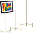 Gerrii 3 Pcs 12 10 8 Inch Gold Easel Stand Picture Frame Stands for Display Metal Tripod Easel Plate Display Stands Photo Standing Metal Holder for Picture, Book, Photo, Creation, Collectibles