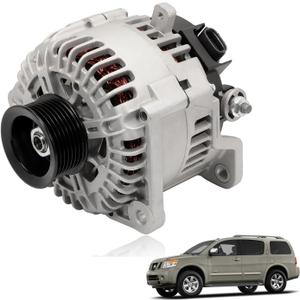 Alternator Compatible with Nissan Frontier 2008-2019, Pathfinder 2008-2012, Titan 2008-2015, Armada 2007-2015, Xterra & Infiniti QX56 & Suzuki Equator, 4.0L 5.6L, 12V 130A CW 7-Groove Pulley