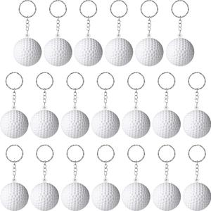 Blulu 20 Pack White Golf Ball Keychains for Party Favors, Carnival Reward, Party Bag Gift Fillers