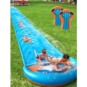 31.5FT Slip Water Slide, Extra Long Slip Lawn Water Slides for Kids Adults Backyard with 2 Inflatable Bodyboards and Sprinkler, Summer Outdoor Water Toys
