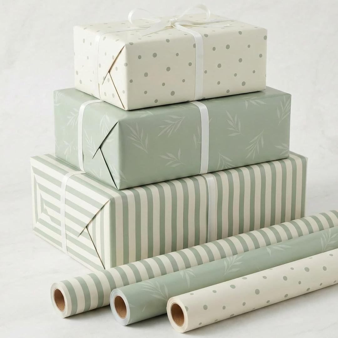 ZICOTO Beautiful Gift Wrapping Paper Rolls for All Occasions - Set of 3 Quality Rolls For Wedding, Birthday, Baby Shower & Christmas - Add a Touch of Magic to Every Gift You Wrap - 17 x 120 in