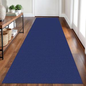 Braided Runner Rug 2.6x8 Ft Washable Runners for Hallways Kitchen Runner Rug Rubber Backed Cotton Entryway Runner Indoor, Woven Floor Carpet for Hall Kitchen Bedroom, Royal Blue/Navy