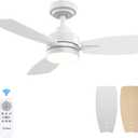Amico Ceiling Fans with Lights, 36 inch Ceiling Fan with Light and Remote Control, Reversible, 3CCT, Dimmable, Noiseless, Small White Ceiling Fan for Bedroom, Indoor/Outdoor Use
