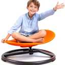 Autism Kids Swivel Chair,Sensory Spinning Chair for Kids,Toddler Spinner seat Carousel Spin Sensory Chair for Kids,Training Body Coordination,Metal Base Non Slip Safer (Orange)