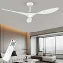 Roomratv 52'' Modern Ceiling Fan with Light, Wide Blade Design, Remote | DC Motor,Reversible,Color Adjustable,Dimmable,Led Light,6 Speeds,3 Timers,Modern,Plastic,Bedrooms, Living rooms,Indoor