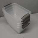 Citylife 4 Packs 6 QT Storage Bins with Lids Clear Plastic Bins with Grey Handle Stackable Storage Containers for Organizing