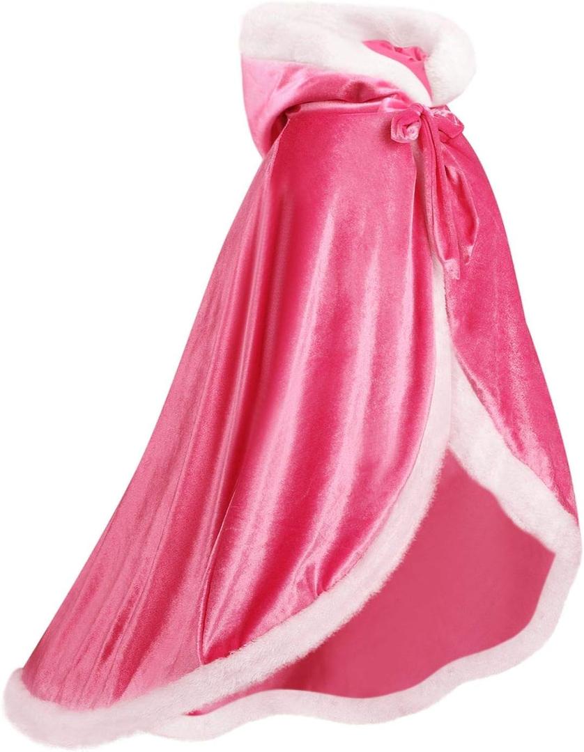 Girls Dress Up Hodded Cape Toddler Costume for Princess Cloaks (4-5T, Pink)