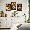 XLMDYYSW Sacred Heart Canvas Wall Art 2 Panel Jesus and Mary Portrait Picture God Divine Mercy Painting Christian Catholic Prints for Church Decor Framed (White, 16.00" x 24.00" x 2PCS)