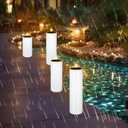 4 Pcs Large Solar Waterproof Outdoor Flameless Candles LED Pillar Candles Battery Operated Flickering for Summer Porch Church Garden Decor(4 x8 /10/12 /14)