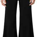 Qmlyev Fold Over Capri Pants for Women Low Rise Wide Leg Yoga Capris Summer Cute Going Out Flowy Gaucho Pants Streetwear (Black, S)