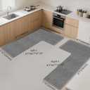 Washable Corner Kitchen Mat, L Shape Rug for Island Table, Super Absorption Velvet Rugs for Floor, Skid Free Right/Left Corner Rug for Door, Bathroom,Bedroom (Grey Right-L, 4'7''X6'7''X1'10'')