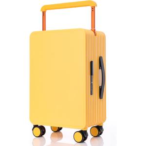 Carry On Luggage 20In Wide Handle PC Hardshell Suitcases with Spinner Wheels & TSA Lock Frameless Luggage Zipperless Luggage, Yellow
