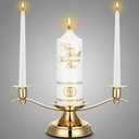 Irenare Unity Candles with Holder for Wedding Ceremony Wedding Decortions Accessories Glass Candle Holder Pillar Candle for Formal Events Church(Elegant)