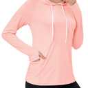MAGCOMSEN Sun Hoodie Women Hiking Pullover Shirts UPF 50+ UV Protection Long Sleeve Shirt Workout Tops with Pocket LPink Lightpink (Pink)