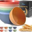 HOTEC Unbreakable Wheat Straw Cereal Bowls - Microwave & Dishwasher Safe Soup and Salad Bowls, Set of 8, 26oz, BPA Free, Multicolor