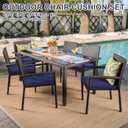 Favoyard Outdoor Chair Cushion Set of 4 Rainproof & Color Fade Resistant 17 x 16 x 2 in Square Corner Patio Furniture Cushions with Waterproof Hidden Zipper Attach Ties for Dining Table Chairs Seats