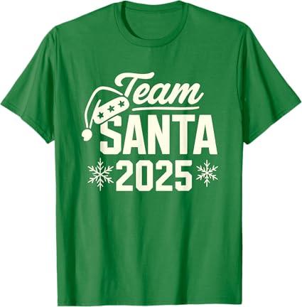 Team Santa 2025 Santa Claus Hat Christmas T-Shirt, Men, Small, Kelly Green